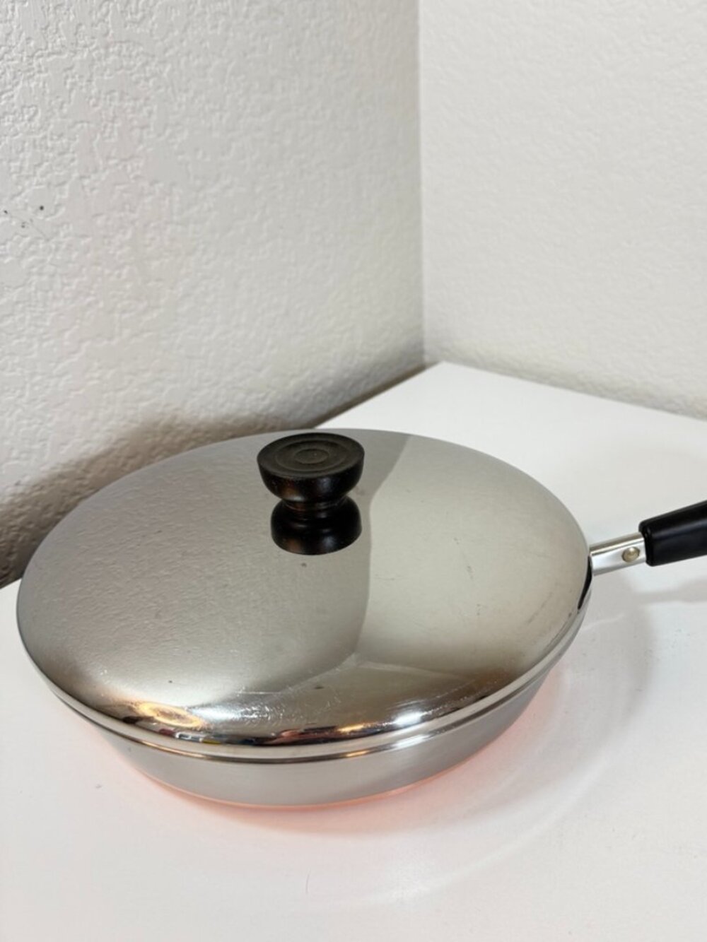 Vintage Revere Ware 9 in Skillet Frying Pan 1801 Copper Clad Rome, NY USA w/ Lid